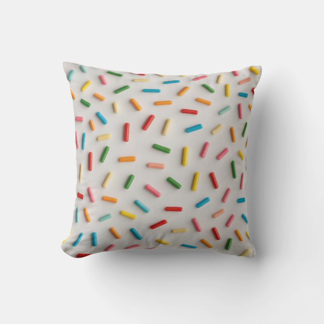Rainbow Sprinkles Colorful Pattern Cushion (Front)