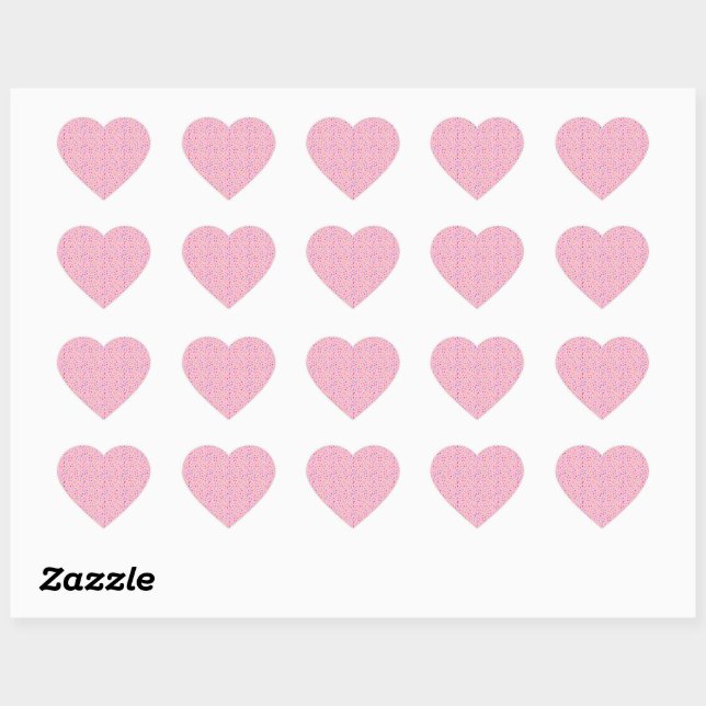 Rainbow Sprinkles Colourful Confetti Light Pink Heart Sticker (Sheet)