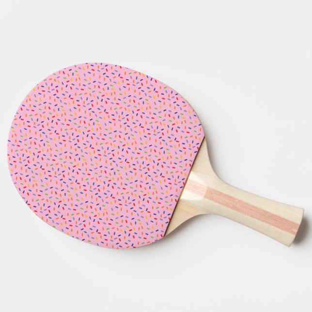 Rainbow Sprinkles Colourful Confetti Light Pink Ping Pong Paddle (Side)