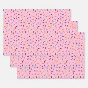 Rainbow Sprinkles Colourful Confetti Light Pink Wrapping Paper Sheet