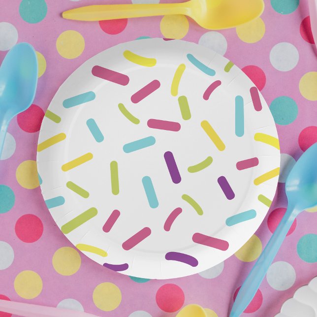 Rainbow Sprinkles Colourful Dessert Candy Paper Plate (Creator Uploaded)