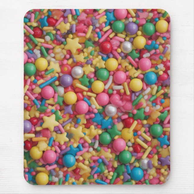 Rainbow Sprinkles Colourful Pattern Mouse Mat (Front)