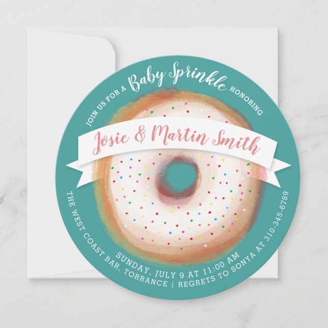Rainbow Sprinkles Doughnut Baby Shower Baby Sprink Invitation (Front)