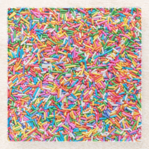 Rainbow Sprinkles Glass Coaster