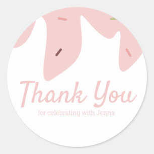 Rainbow Sprinkles Ice Cream Cake Frosting Pink Classic Round Sticker