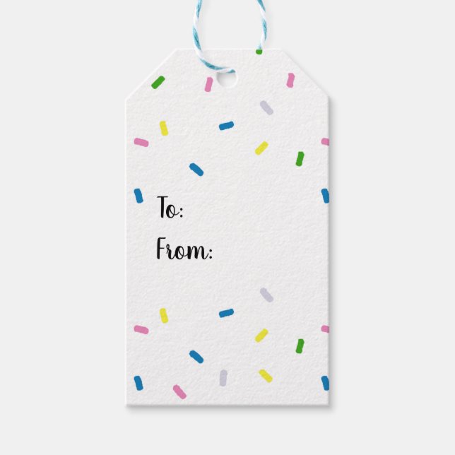 Rainbow Sprinkles Pattern Gift Tags (Front)