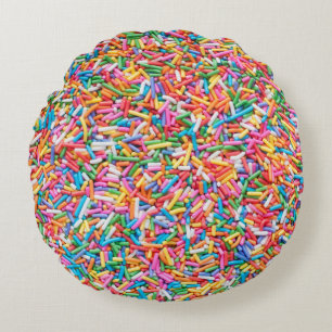 Rainbow Sprinkles Round Cushion
