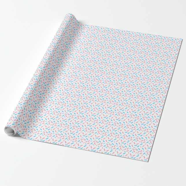 Rainbow Sprinkles Transgender Pride Flag Wrapping Paper (Unrolled)