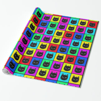 Rainbow Square Cat Pattern Wrapping Paper