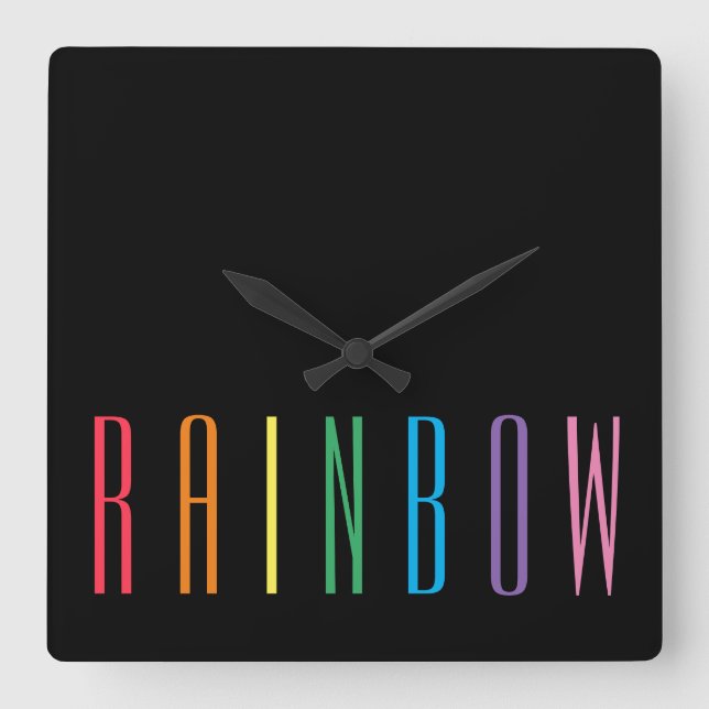 RAINBOW Square Wall Clock / Black (Front)