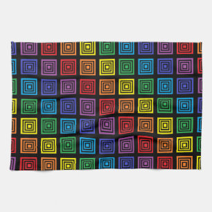 Rainbow Squared Black Tea Towel