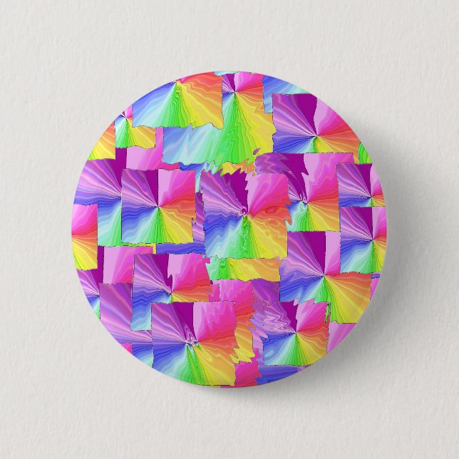 Rainbow Squares 6 Cm Round Badge (Front)