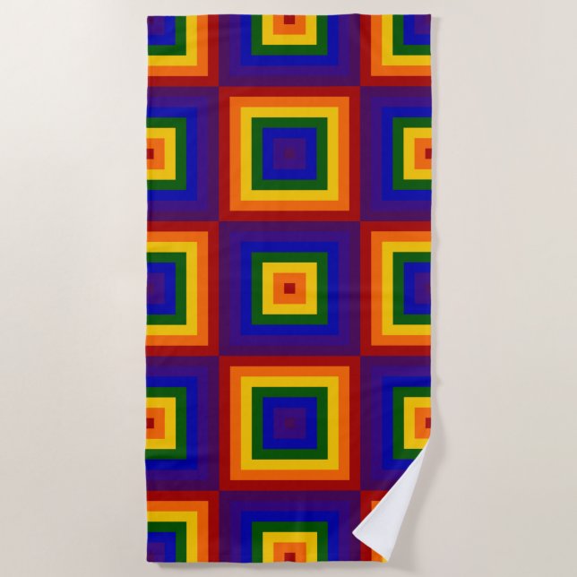 Rainbow Squares Beach Towel (Front)