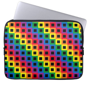 Rainbow Squares Black Laptop Sleeve
