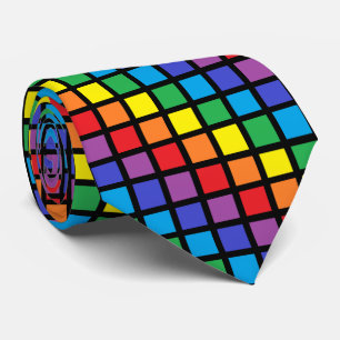 Rainbow Squares Black Tie