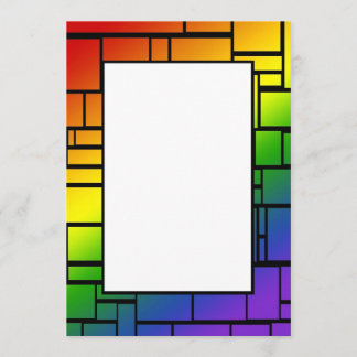 Rainbow Squares Border Invitation