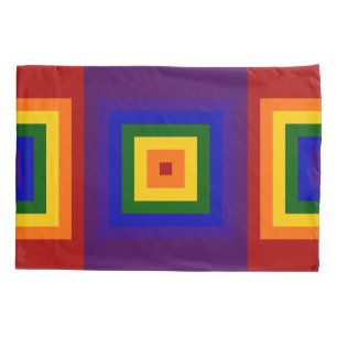 Rainbow Squares Geometric Pattern Pillowcase