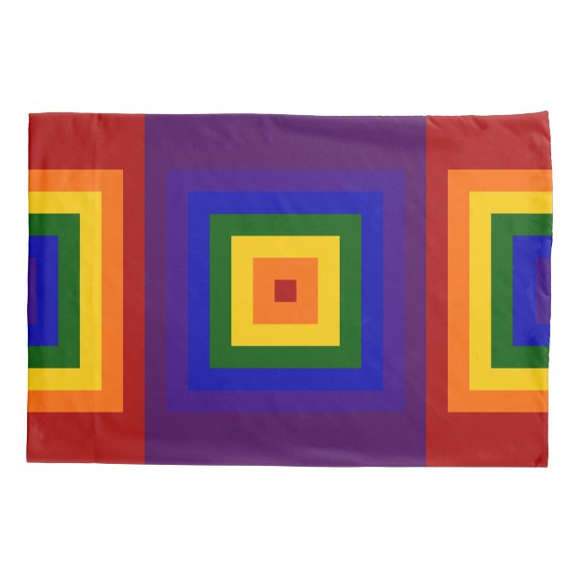 Rainbow Squares Geometric Pattern Pillowcase (Back)