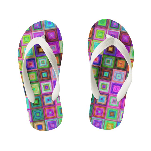 rainbow squares kids flip flops (Footbed)