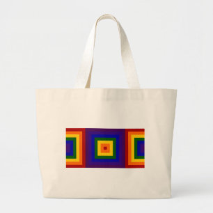 Rainbow Squares Large Tote Bag