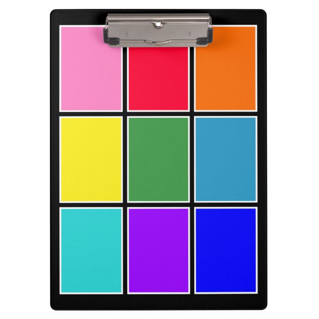 Rainbow Squares on Black Clipboard (Front)