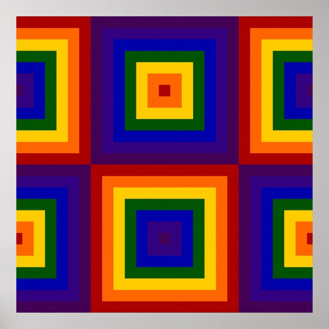 Rainbow Squares Pattern Poster (Front)