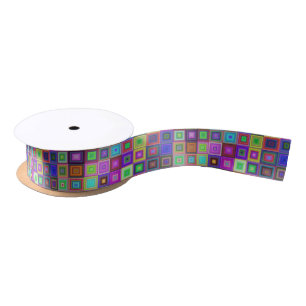 rainbow squares ribbon satin ribbon