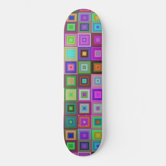 rainbow squares skateboard (Front)