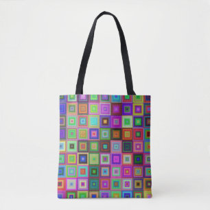 rainbow squares tote bag
