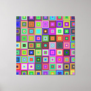 rainbow squares wrapped canvas