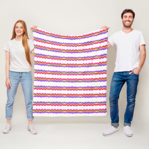 Rainbow Squiggle Stripe Fleece Blanket