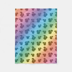 Rainbow squirrel pattern fleece blanket