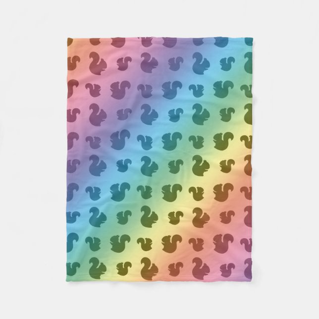 Rainbow squirrel pattern fleece blanket (Front)