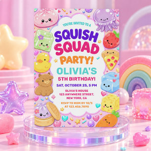 Rainbow Squishy Girl Birthday Party Invitation