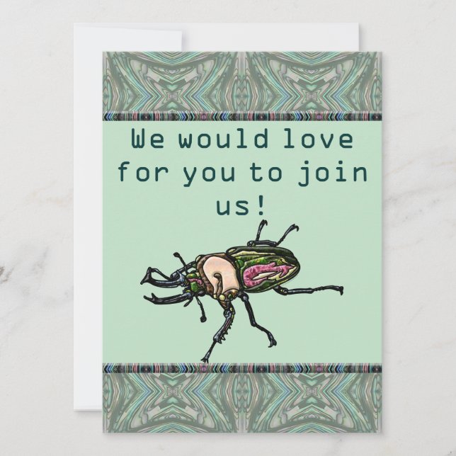 Rainbow Stag Beetle Invitation (Front)