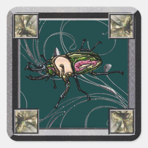 Rainbow Stag Beetle Square Sticker