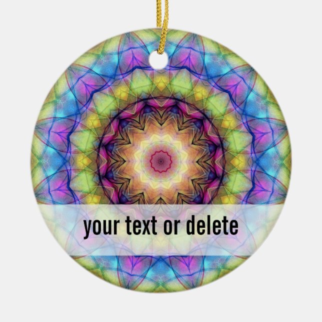 Rainbow stained Glass Ceramic Tree Decoration (Front)