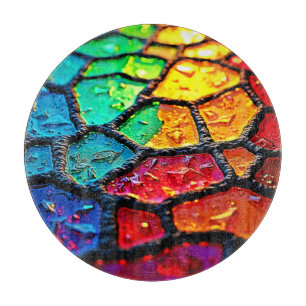 Rainbow Stained Glass Close-Up Art Cutting Board