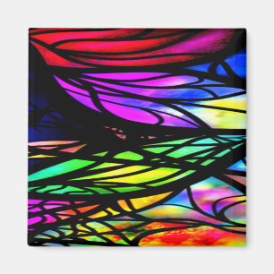 Rainbow Stained Glass Colorful Fancy Fun Magnet