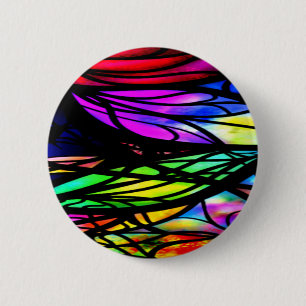 Rainbow Stained Glass Colourful Fancy Fun 6 Cm Round Badge