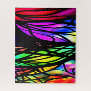 Rainbow Stained Glass Colourful Fancy Fun Jigsaw Puzzle