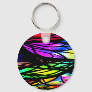 Rainbow Stained Glass Colourful Fancy Fun Key Ring