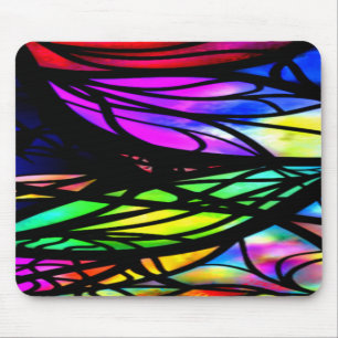 Rainbow Stained Glass Colourful Fancy Fun Mouse Mat