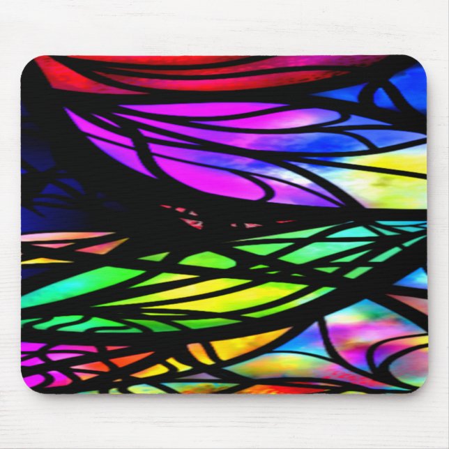 Rainbow Stained Glass Colourful Fancy Fun Mouse Mat (Front)