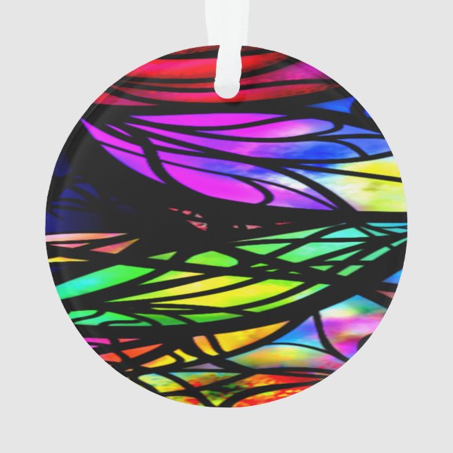 Rainbow Stained Glass Colourful Fancy Fun Ornament (Back)