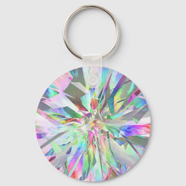 Rainbow Stained Glass Flower Key Ring (Front)