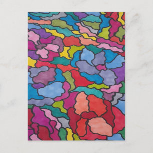 Rainbow Stained Glass Flowers Abstract Postcard