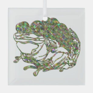 Rainbow Stained Glass Look Frog Art Glass Ornament