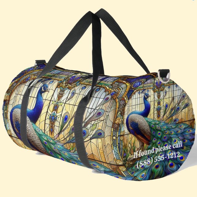 Rainbow Stained Glass Peacock Large Duffel Bag (Creator Uploaded)
