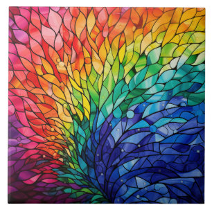 Rainbow Stained Glass Tile
